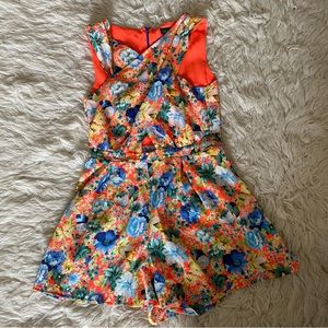 Crossed Front Mini Floral Romper